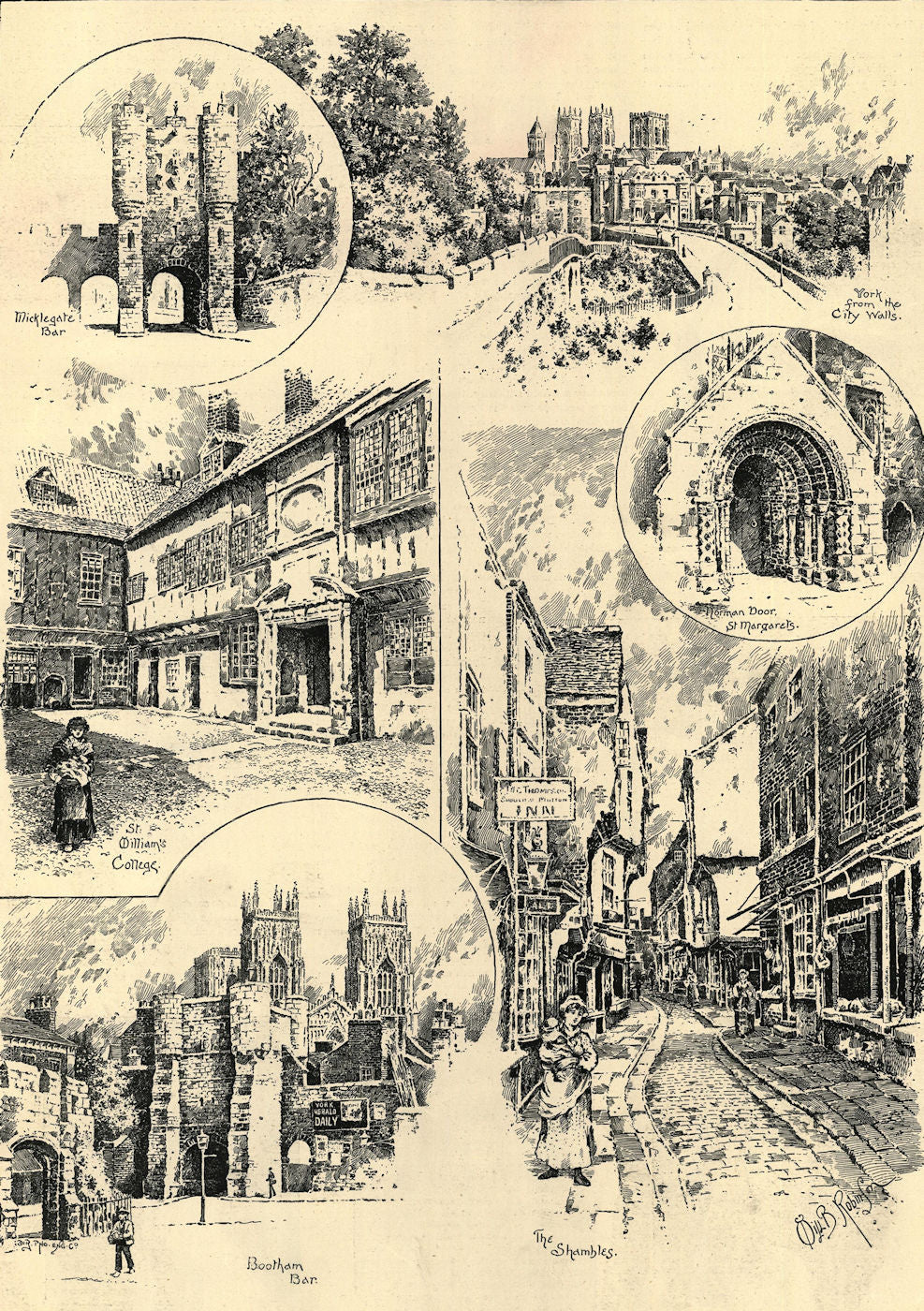 York: Micklegate Bar St. Dilliam's College St Margarets Bootham Shambles 1893